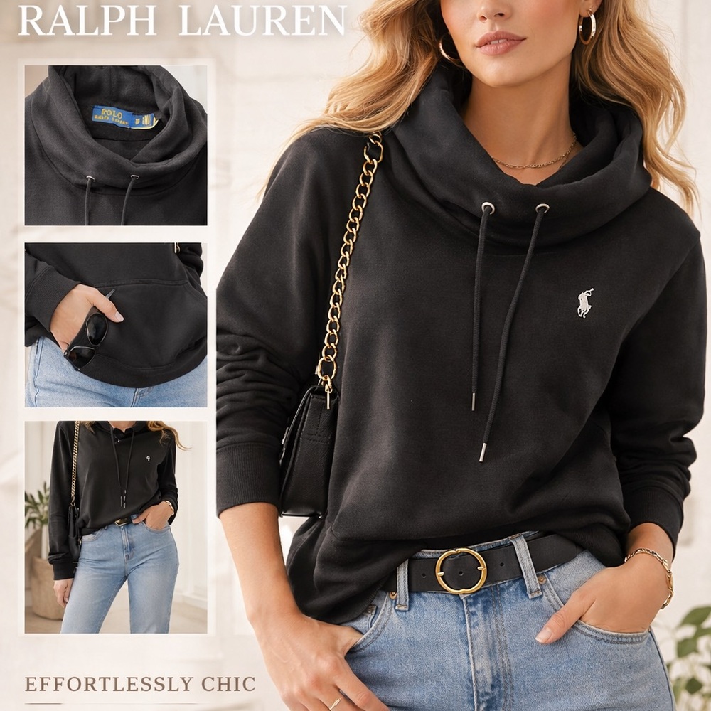 Ralph Lauren Black Cowl Neck Sweatshirt